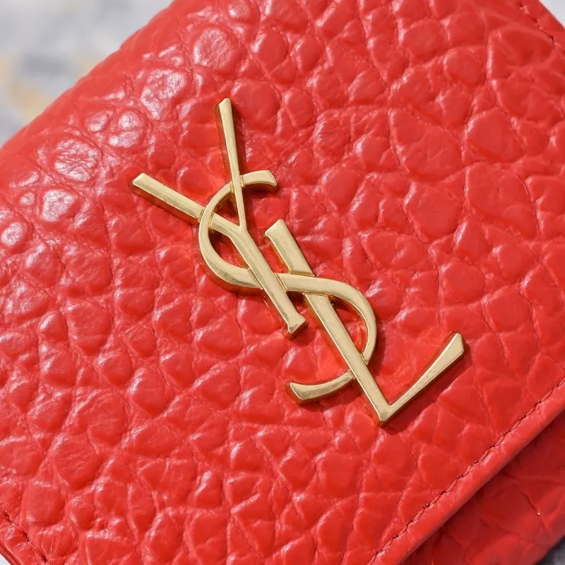 YSL Red Leather Compact Wallet 166 - Image 5