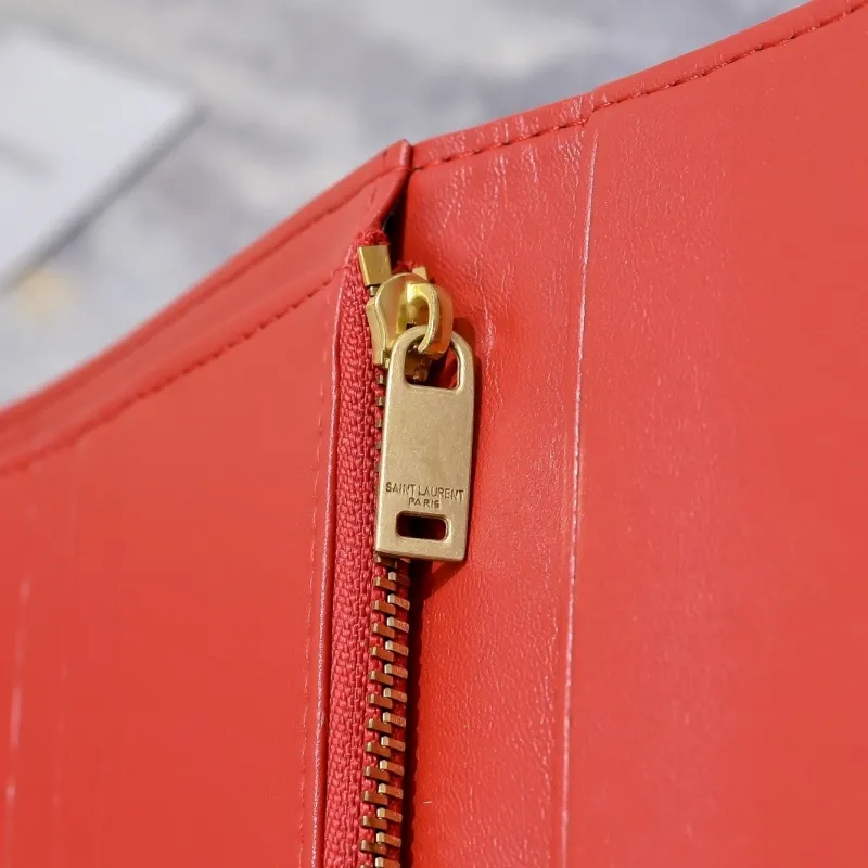 YSL Red Leather Compact Wallet 166 - Image 6