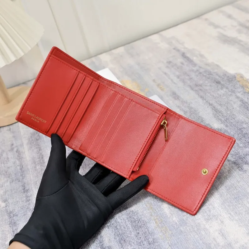 YSL Red Leather Compact Wallet 166 - Image 7