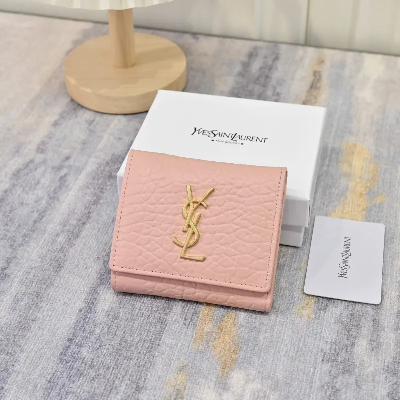 YSL Pink Leather Compact Wallet 167