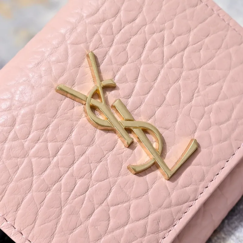 YSL Pink Leather Compact Wallet 167 - Image 3