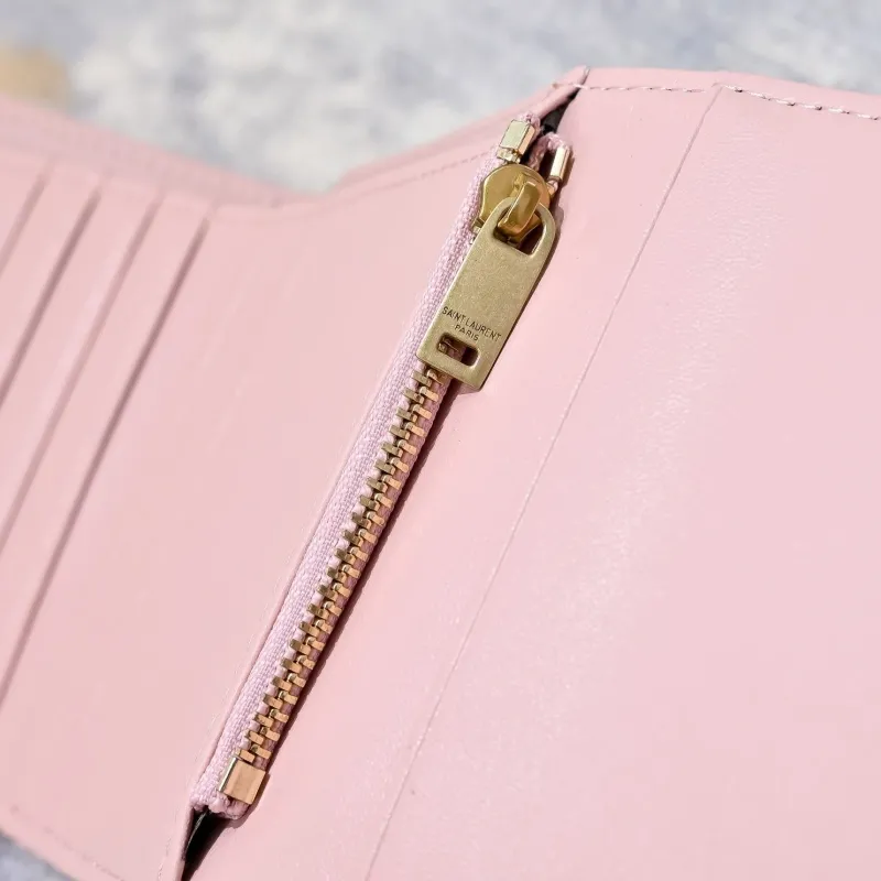 YSL Pink Leather Compact Wallet 167 - Image 6