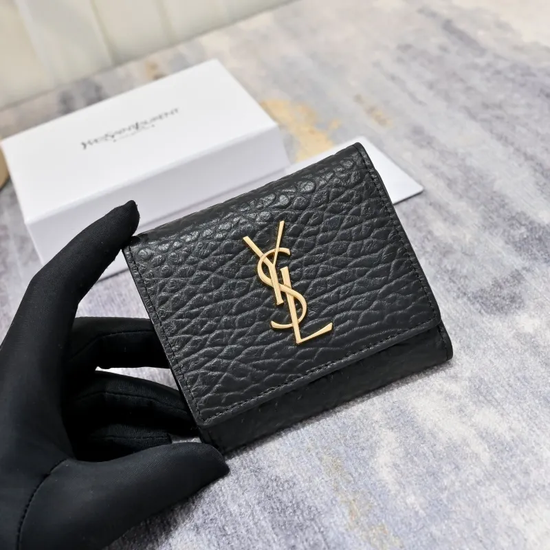 Alternative view of YSL Black Leather Trifold Wallet