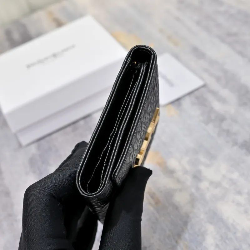 YSL Black Leather Trifold Wallet - Image 4