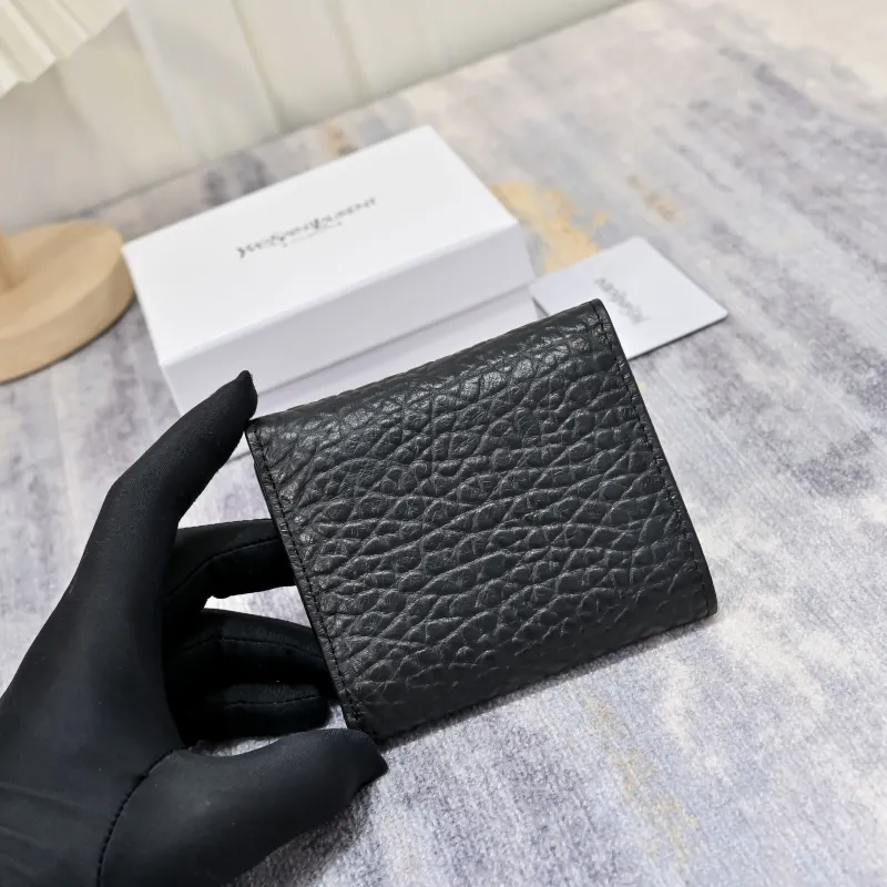 YSL Black Leather Trifold Wallet - Image 5
