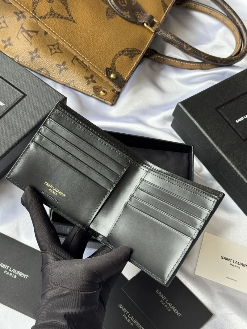 YSL Black Crocodile Embossed Leather Bifold Wallet - Image 7