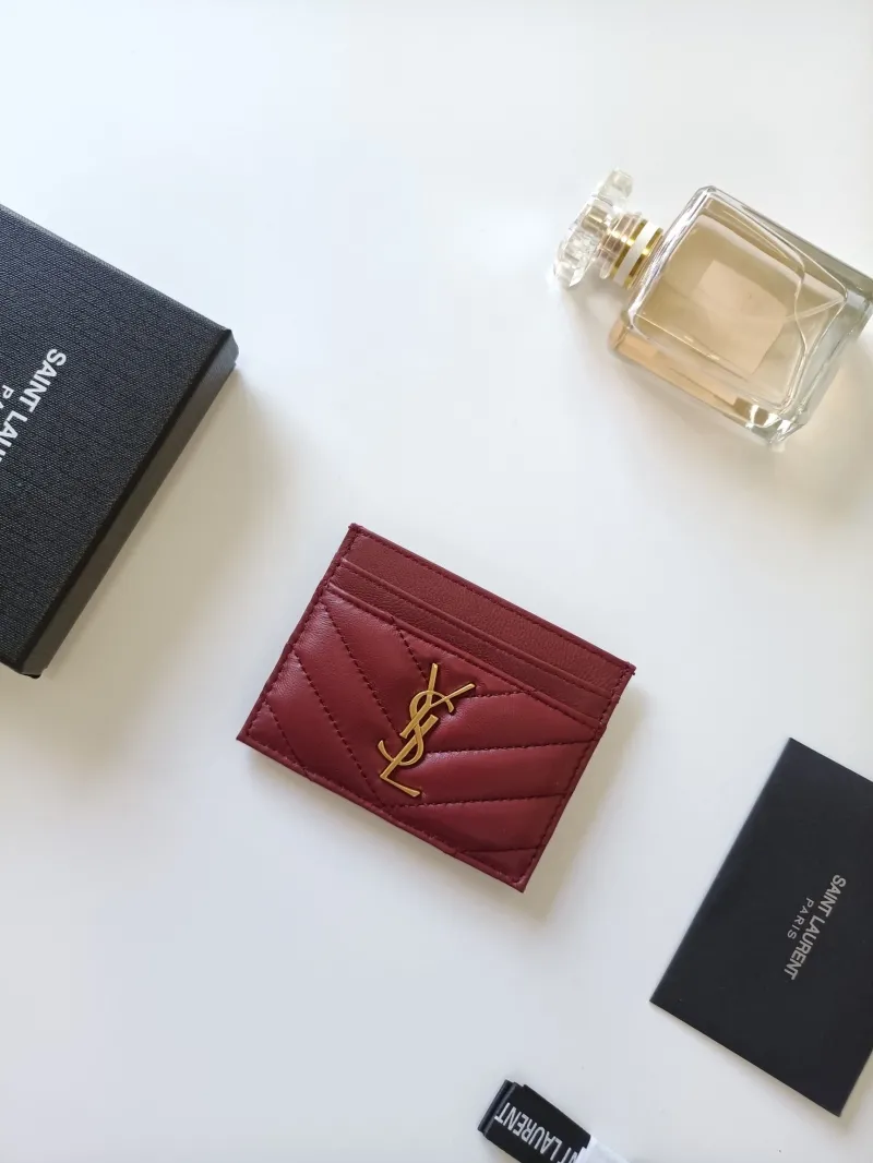 Alternative view of YSL Burgundy Leather Card Holder 172