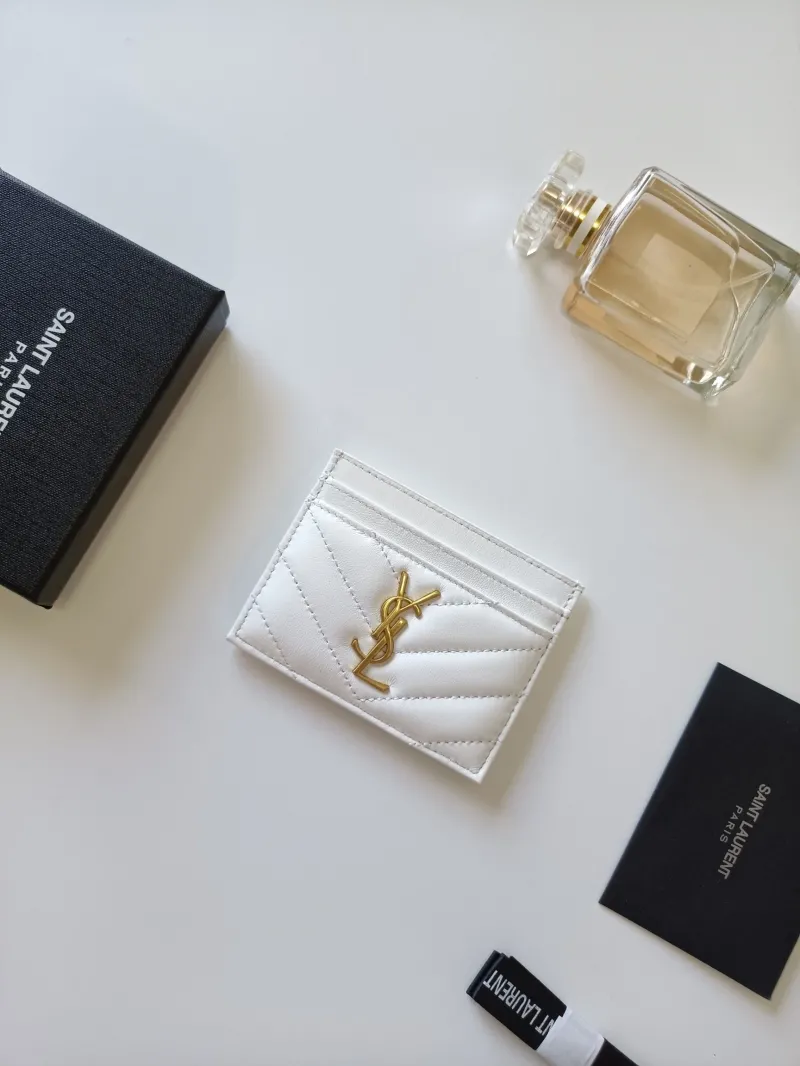 Alternative view of YSL White Quilted Leather Card Holder