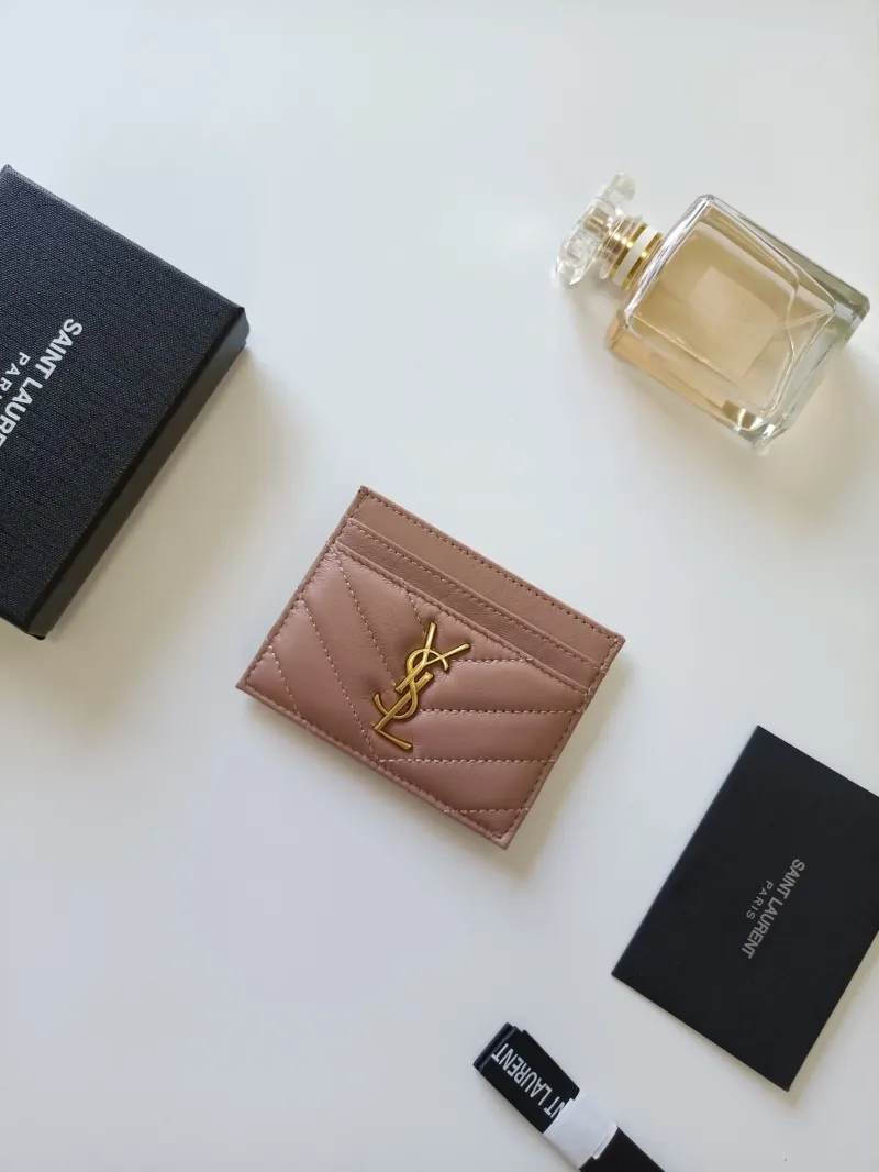 Alternative view of YSL Pink Quilted Leather Card Holder