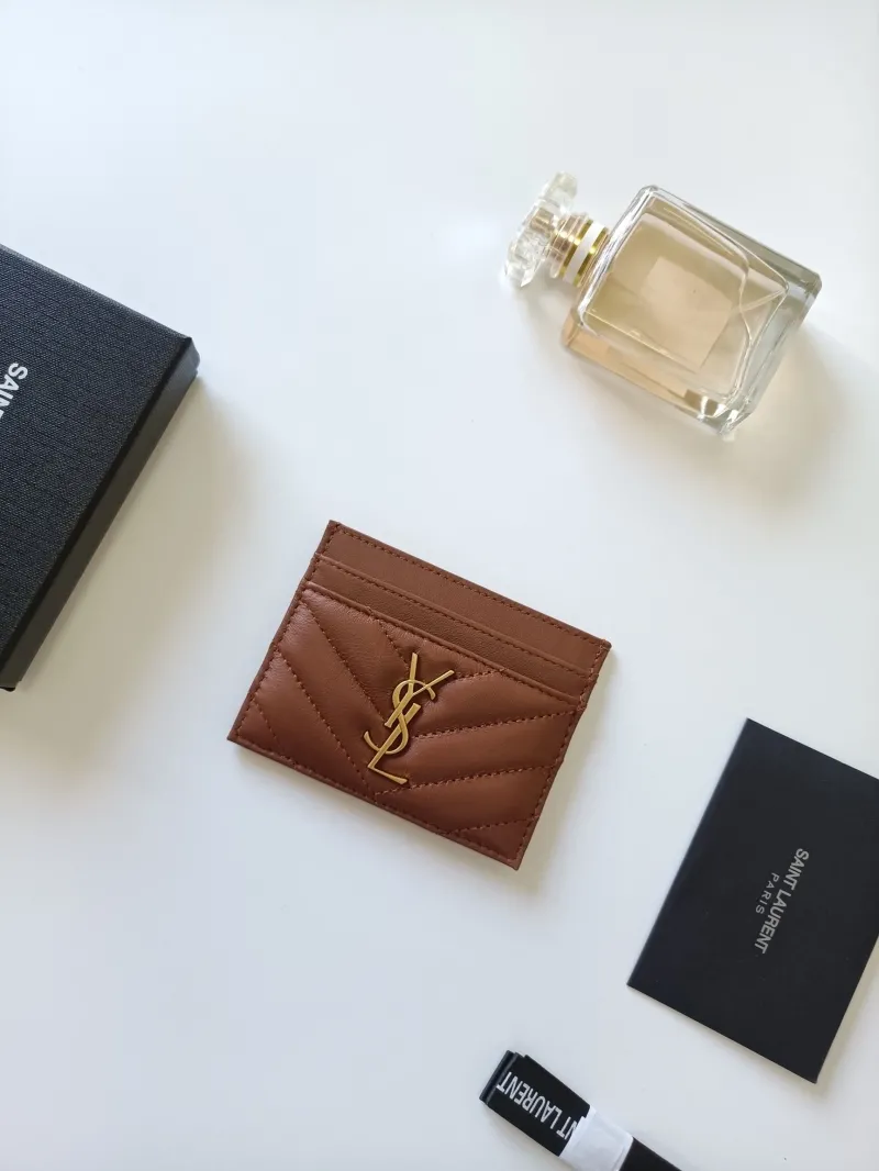 Alternative view of YSL Brown Quilted Leather Card Holder