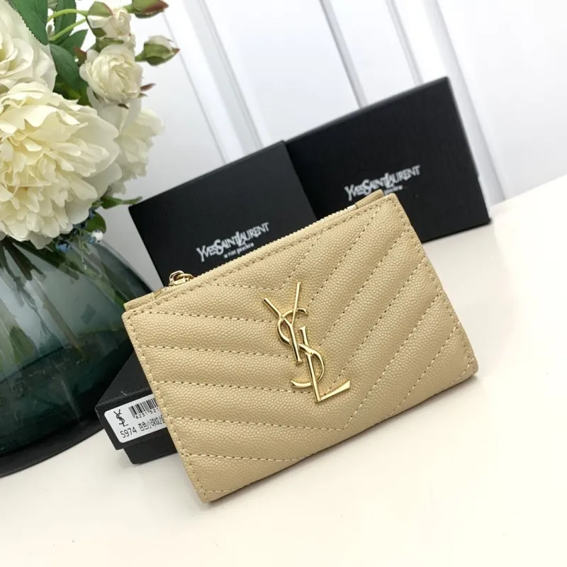 YSL Beige Quilted Small Wallet 5974