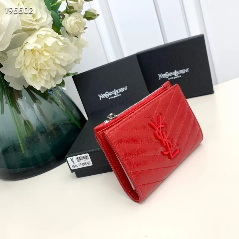 Alternative view of Yves Saint Laurent Red Leather Zip Wallet 5974