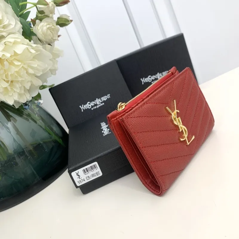 Alternative view of YSL Red Leather Wallet Model 5974