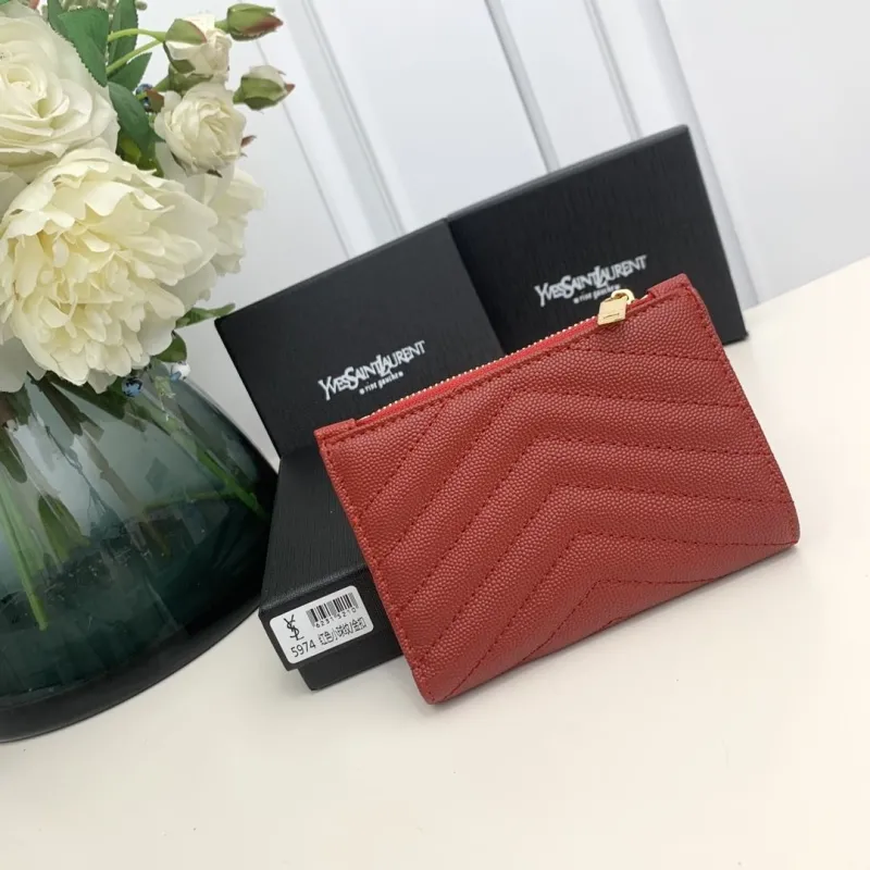 YSL Red Leather Wallet Model 5974 - Image 3