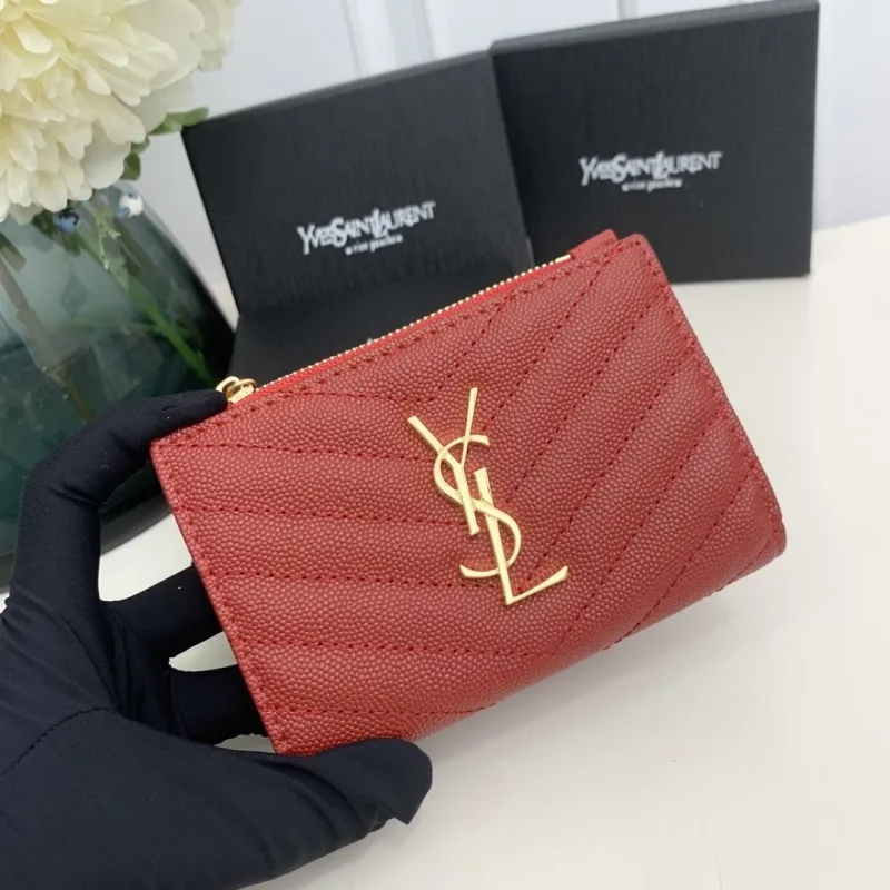 YSL Red Leather Wallet Model 5974 - Image 4