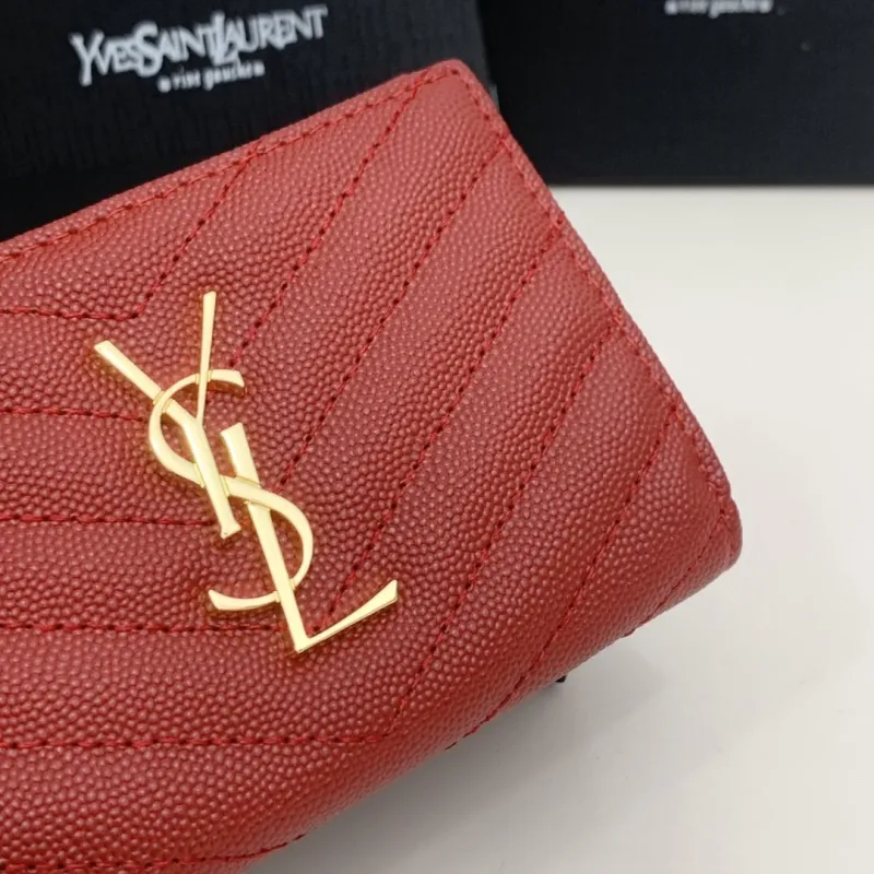YSL Red Leather Wallet Model 5974 - Image 5
