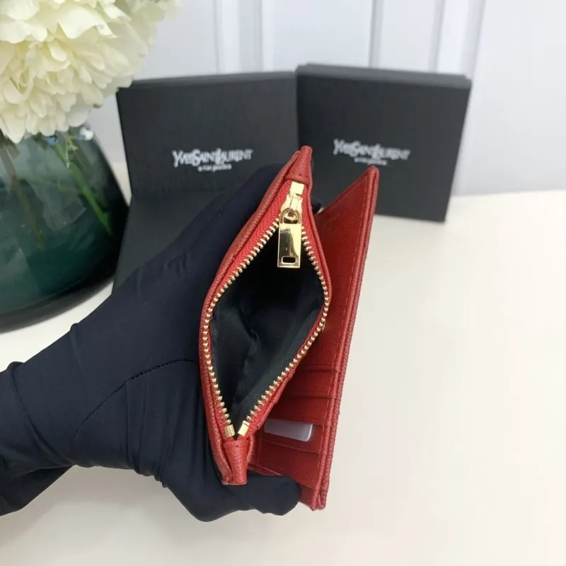 YSL Red Leather Wallet Model 5974 - Image 7