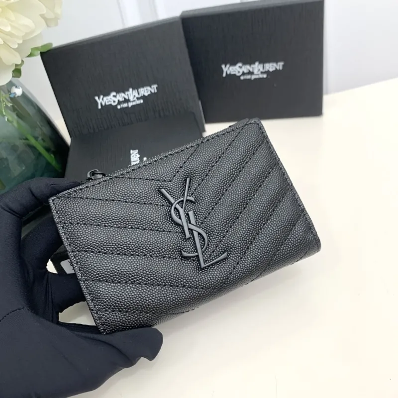 Yves Saint Laurent Black Compact Wallet 5974 - Image 4