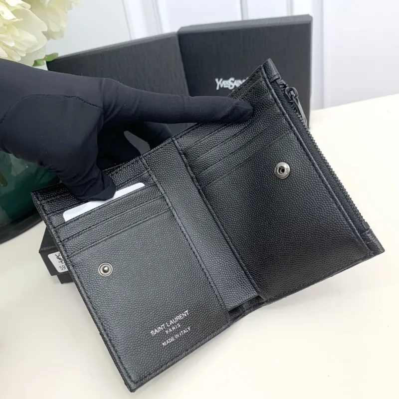 Yves Saint Laurent Black Compact Wallet 5974 - Image 6