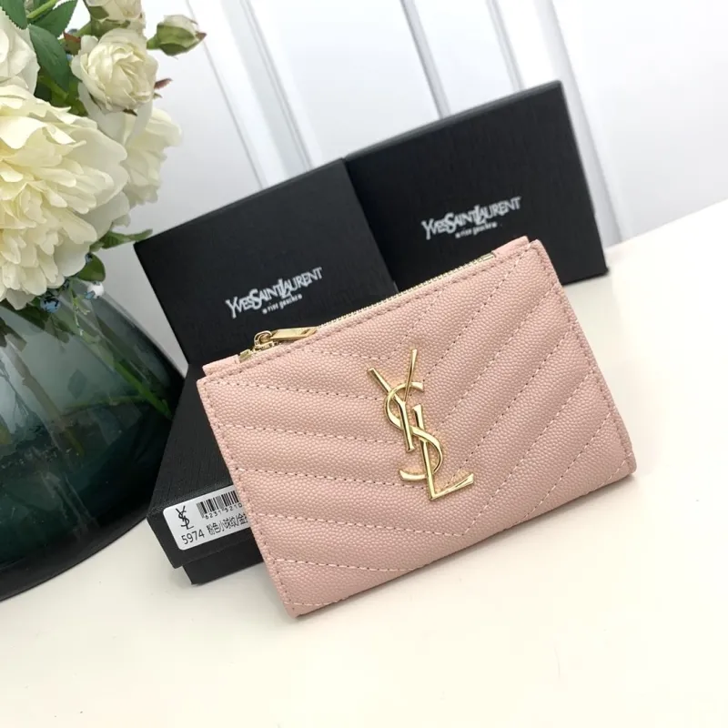YSL Pink Quilted Wallet 5974