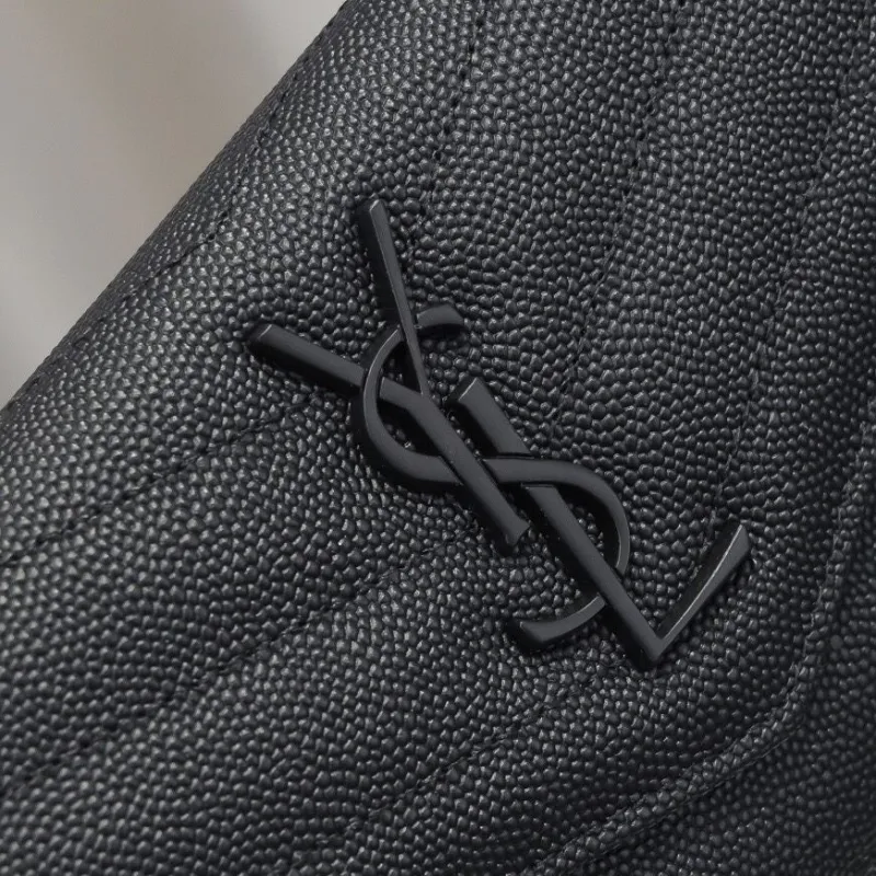 YSL Black Leather Long Flap Wallet - Image 5