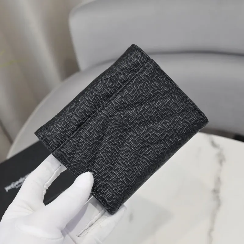 YSL Black Compact Leather Wallet - Image 3