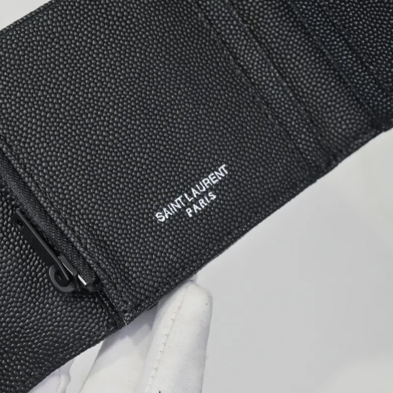 YSL Black Compact Leather Wallet - Image 6