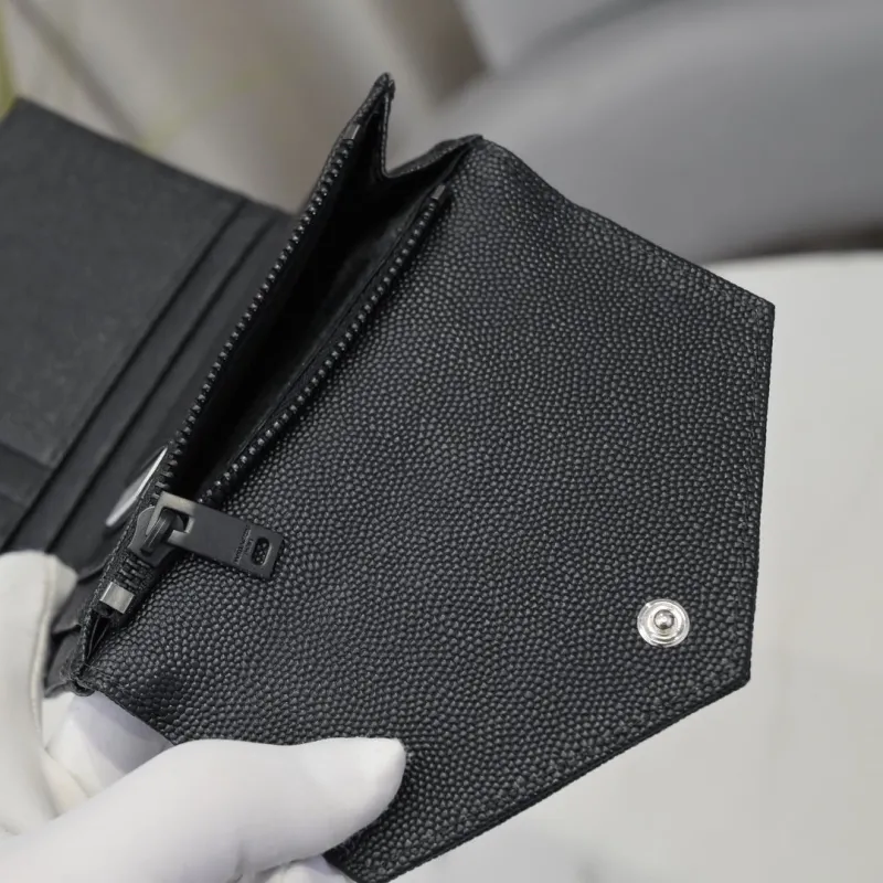 YSL Black Compact Leather Wallet - Image 8