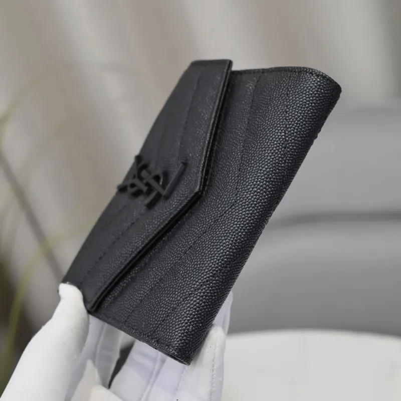 YSL Black Compact Leather Wallet - Image 9
