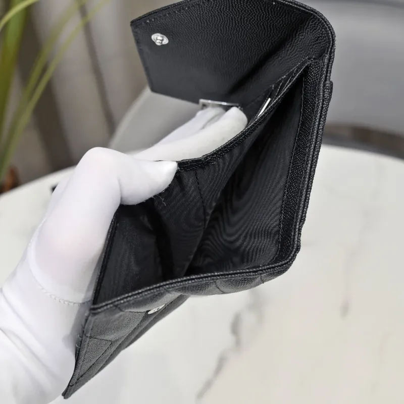 YSL Black Leather Compact Wallet - Image 8