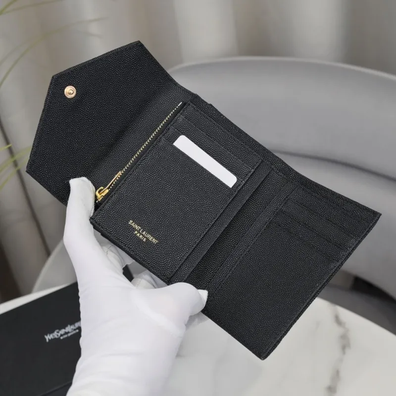 YSL Black Trifold Wallet 204 - Image 6