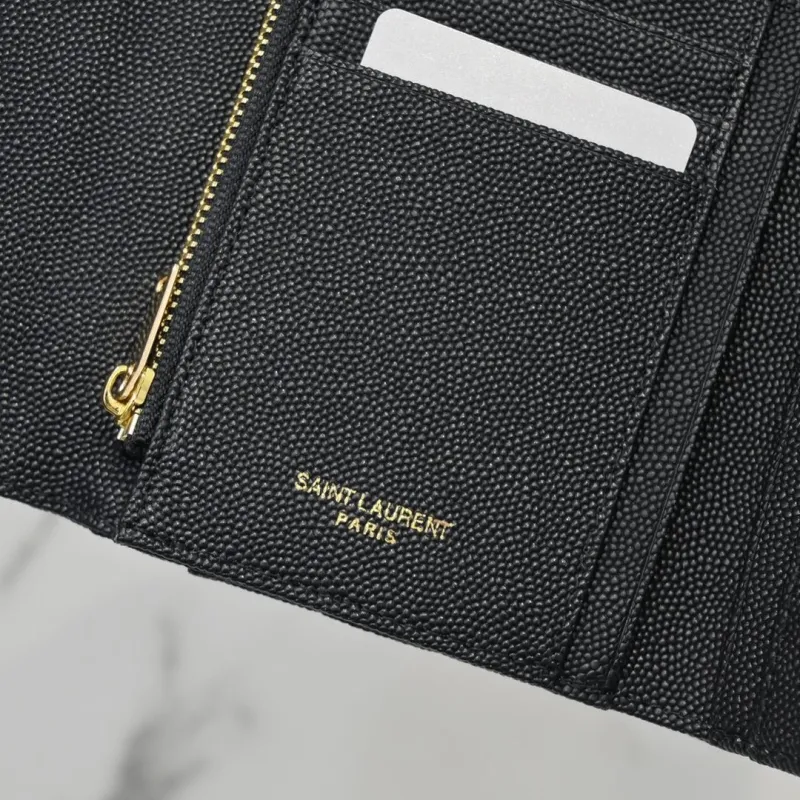 YSL Black Trifold Wallet 204 - Image 7