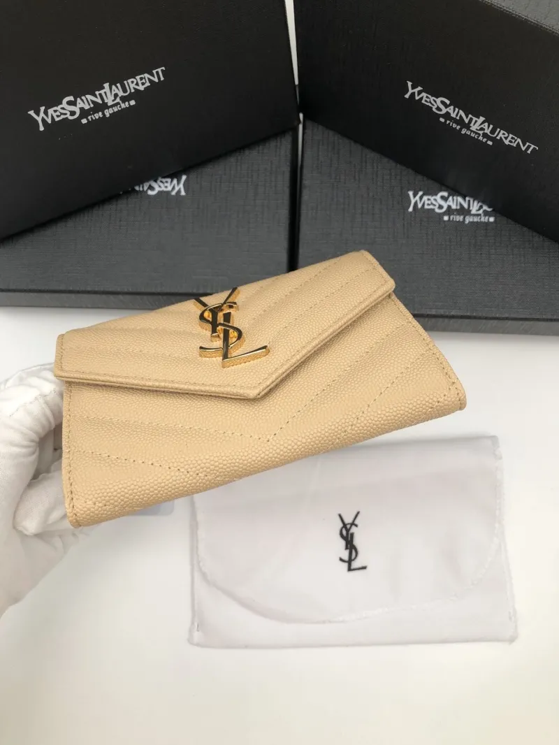Yves Saint Laurent Beige Compact Leather Wallet 208 - Image 7
