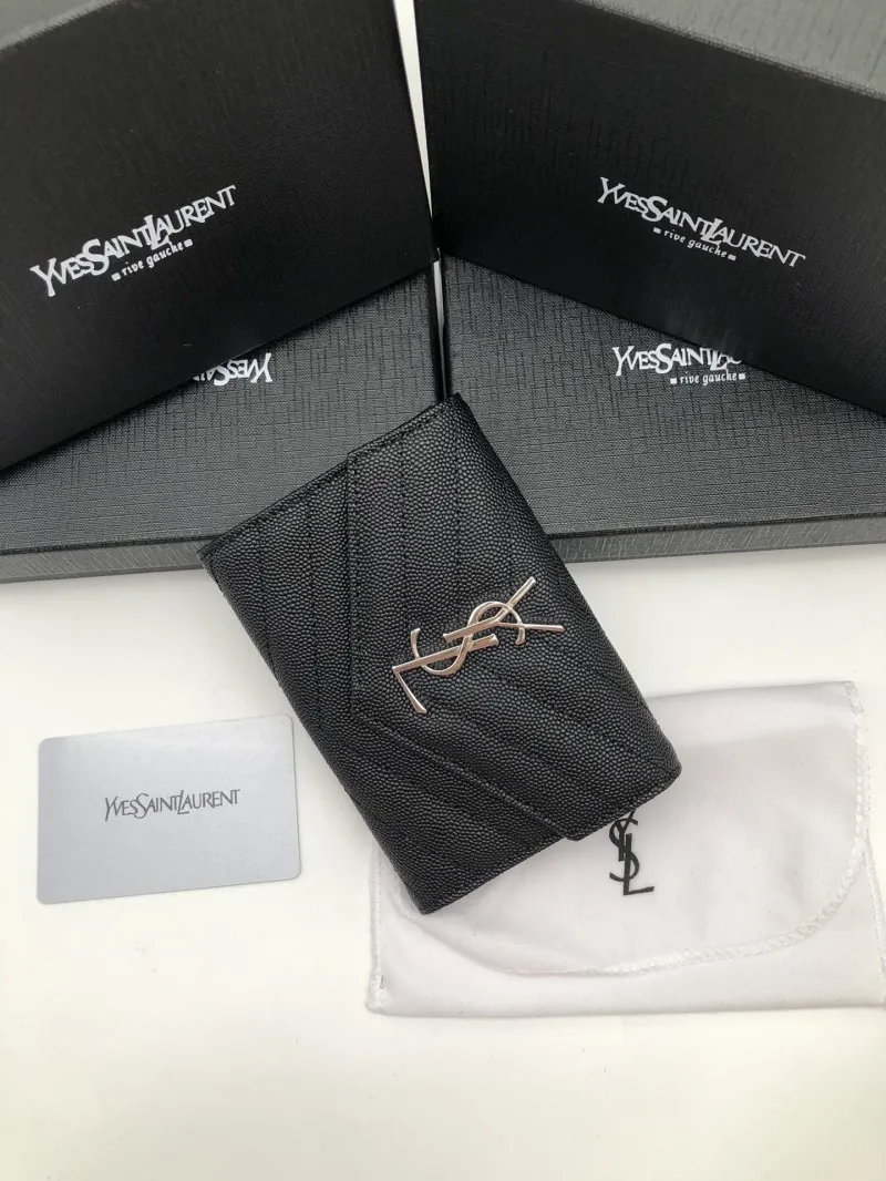 Yves Saint Laurent Black Compact Leather Wallet