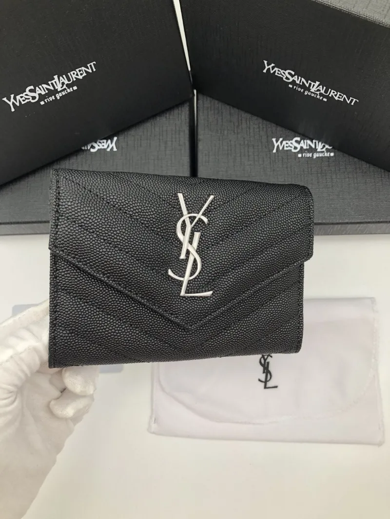 Yves Saint Laurent Black Compact Leather Wallet - Image 3