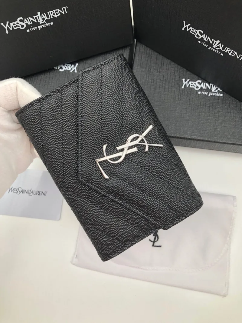 Yves Saint Laurent Black Compact Leather Wallet - Image 4