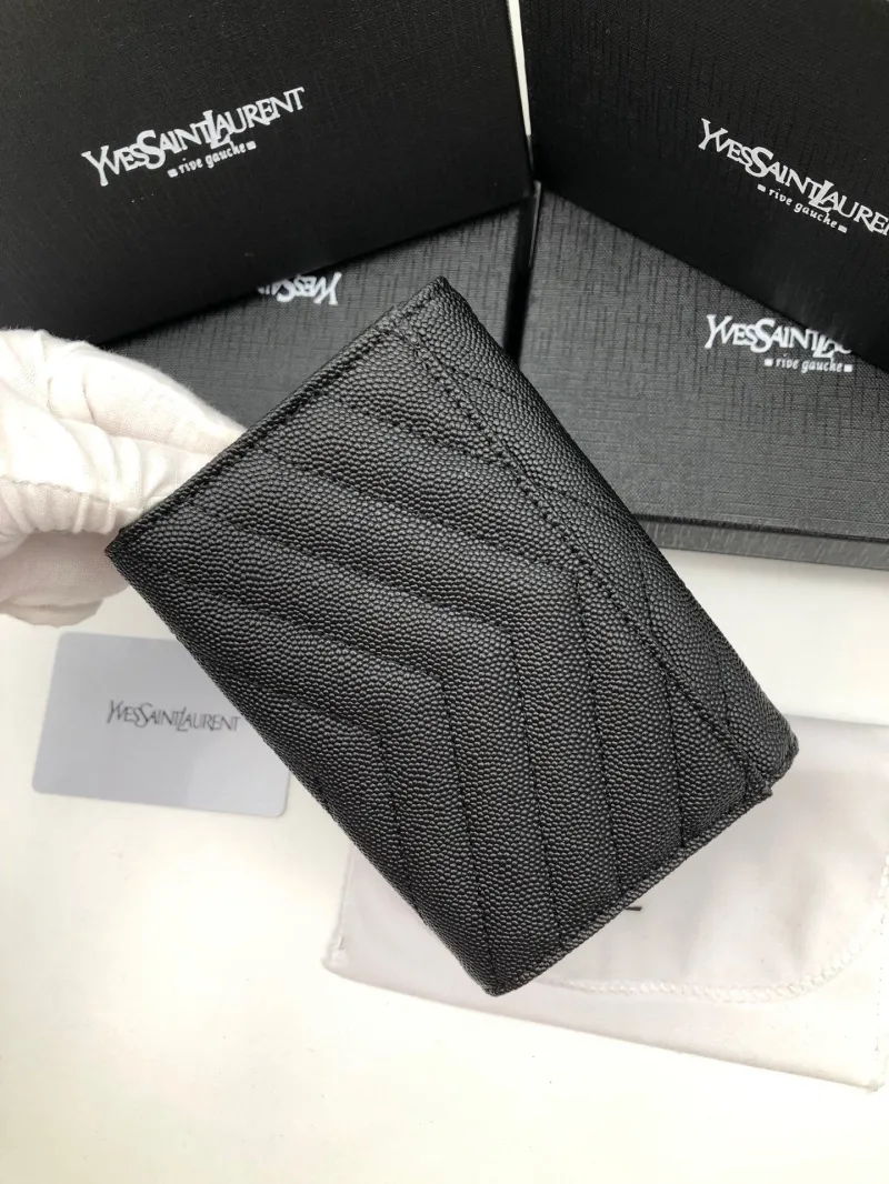 Yves Saint Laurent Black Compact Leather Wallet - Image 5