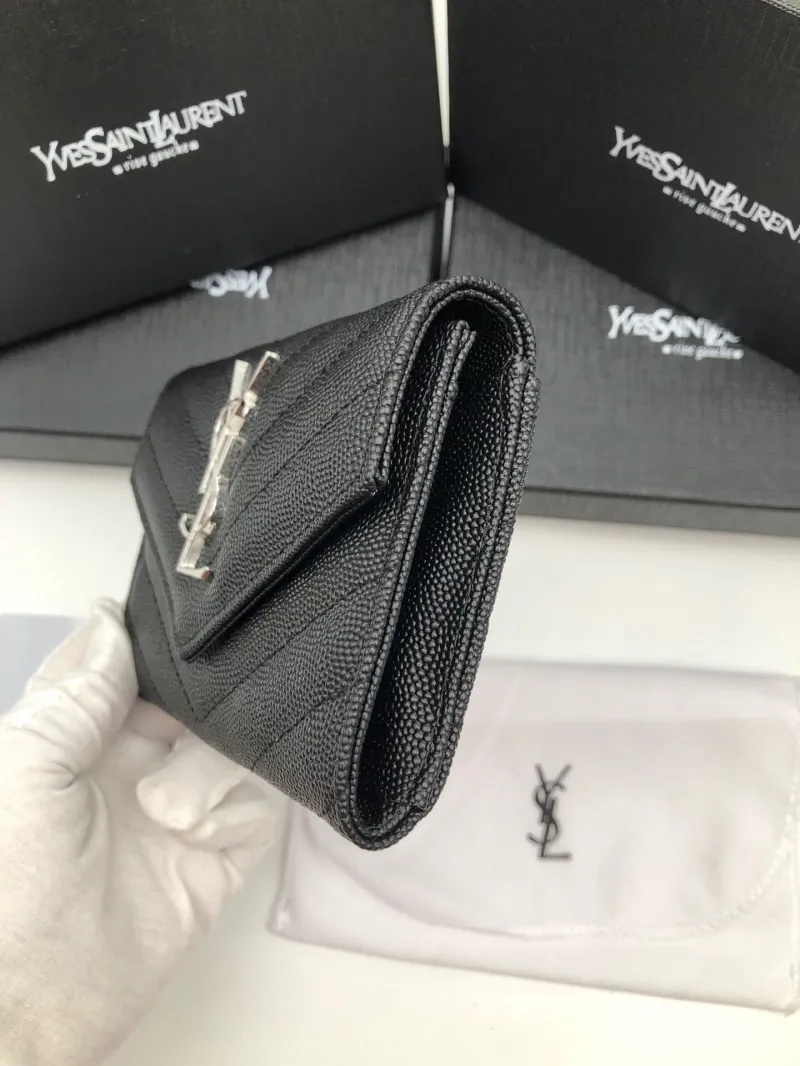Yves Saint Laurent Black Compact Leather Wallet - Image 6