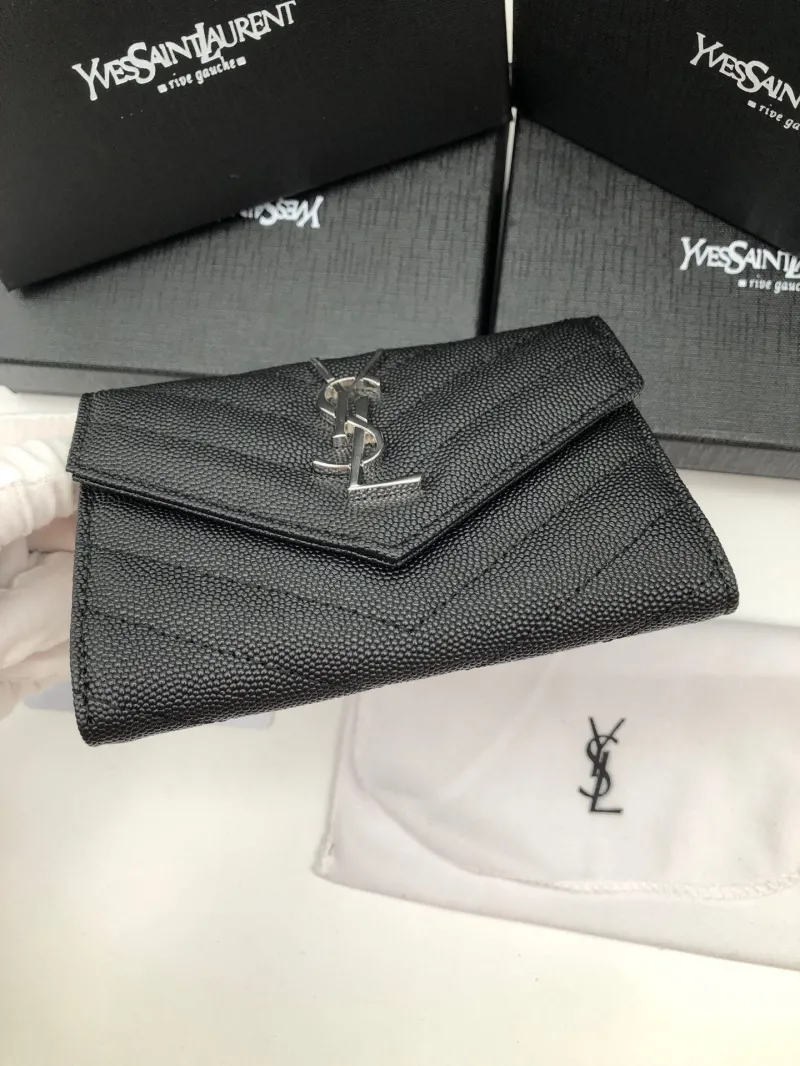 Yves Saint Laurent Black Compact Leather Wallet - Image 7