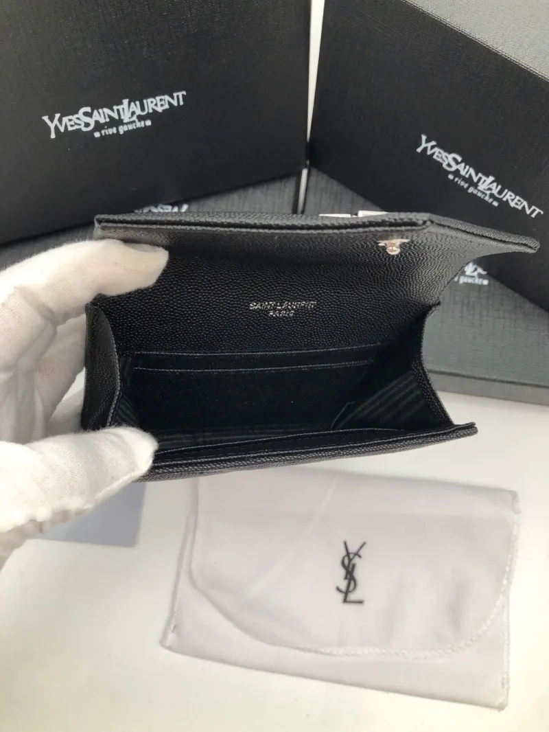 Yves Saint Laurent Black Compact Leather Wallet - Image 8