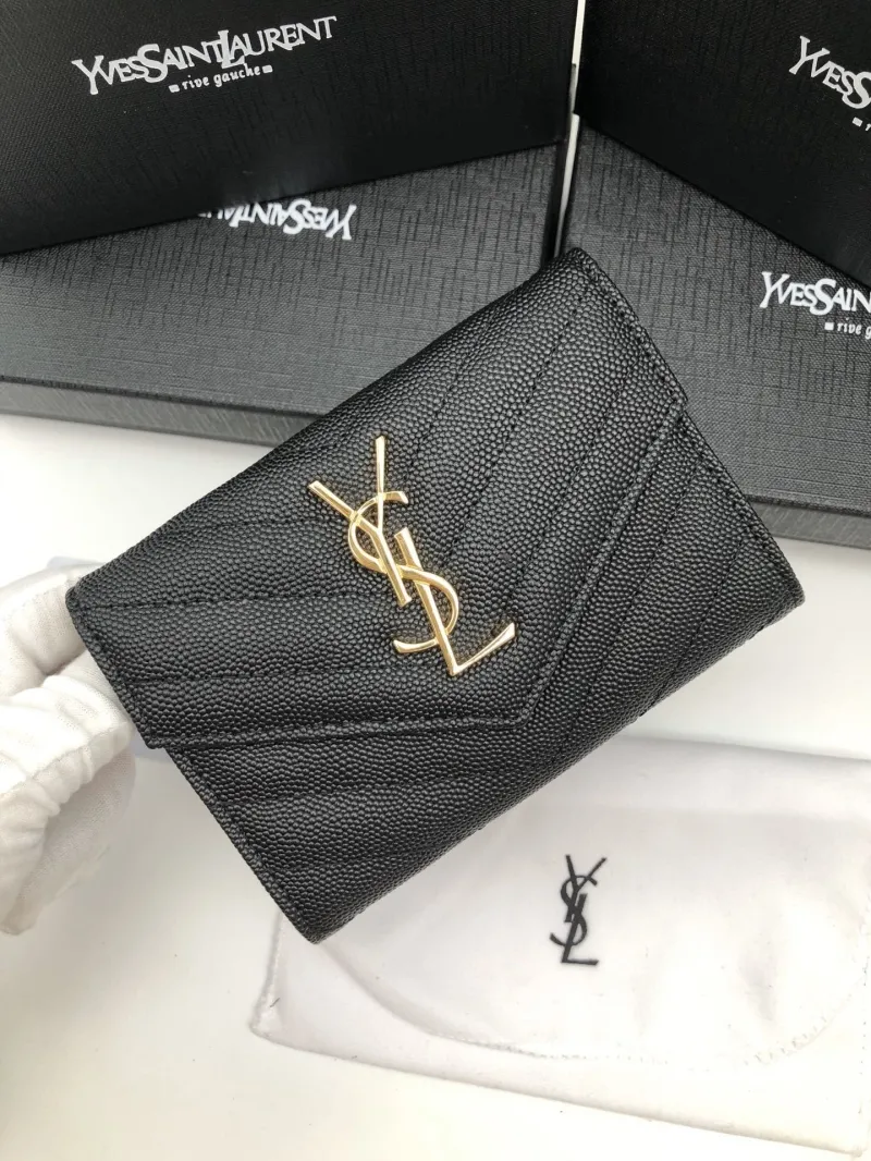 Yves Saint Laurent Black Leather Compact Wallet - Image 5