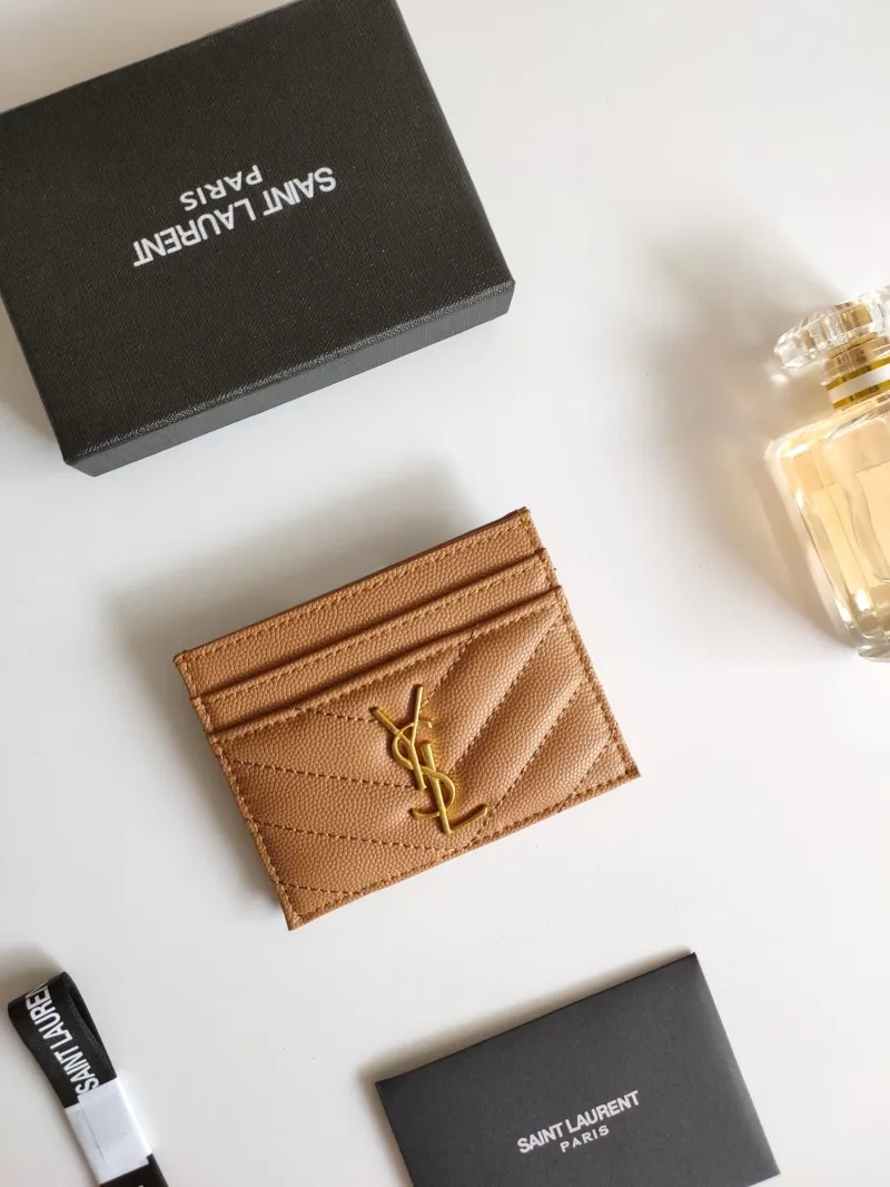 Saint Laurent Tan Leather Card Holder
