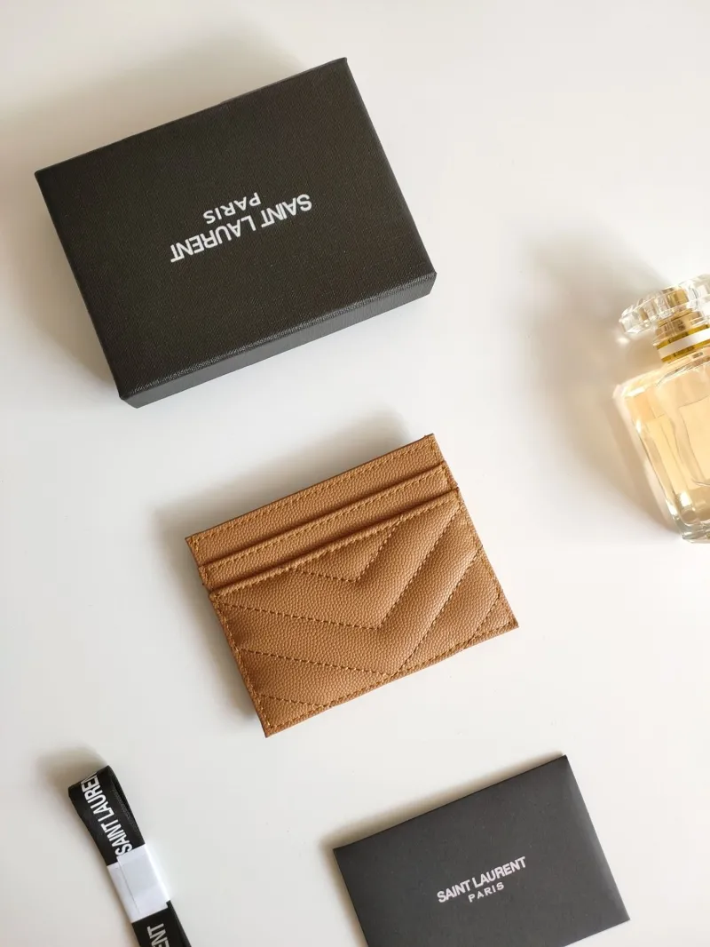 Saint Laurent Tan Leather Card Holder - Image 3