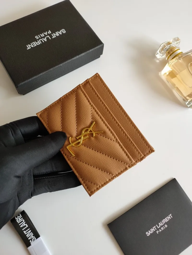 Saint Laurent Tan Leather Card Holder - Image 4