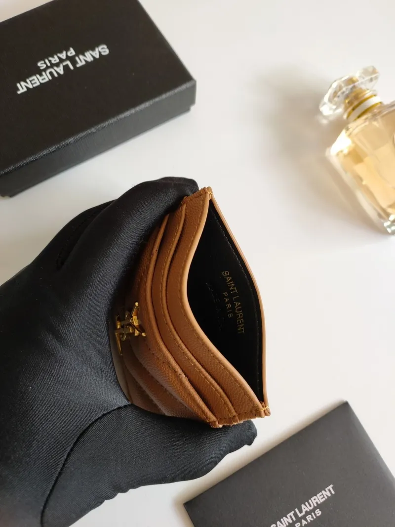 Saint Laurent Tan Leather Card Holder - Image 5