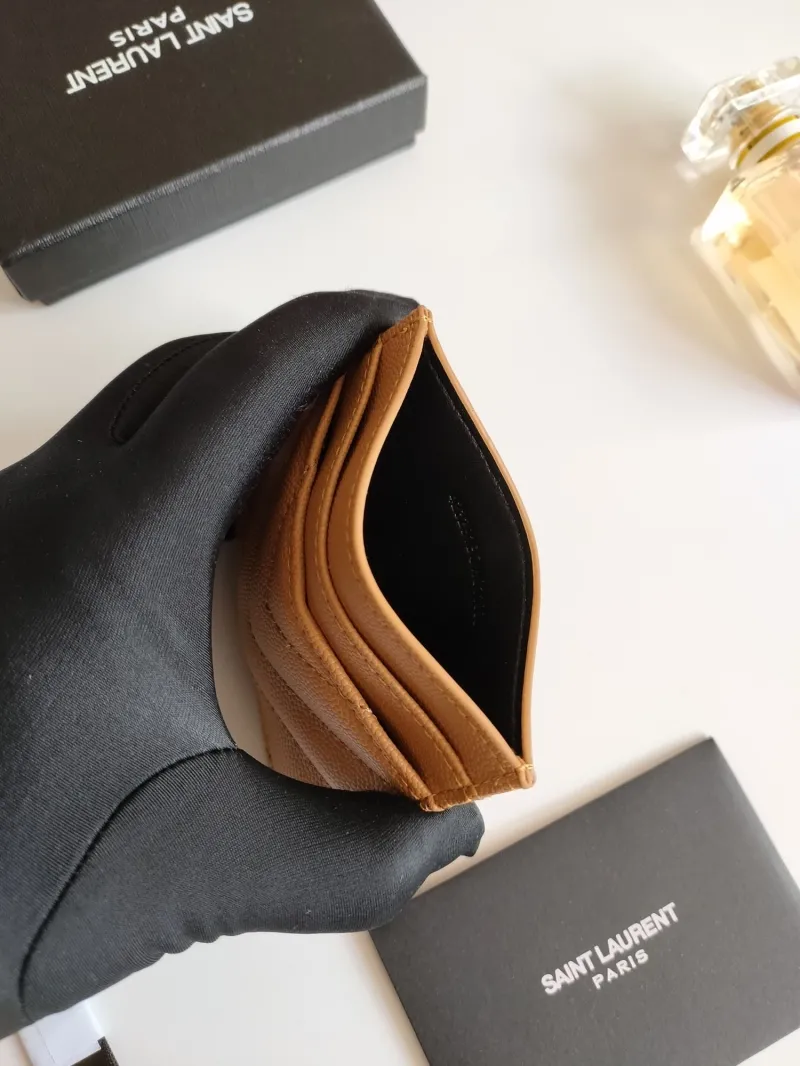 Saint Laurent Tan Leather Card Holder - Image 6
