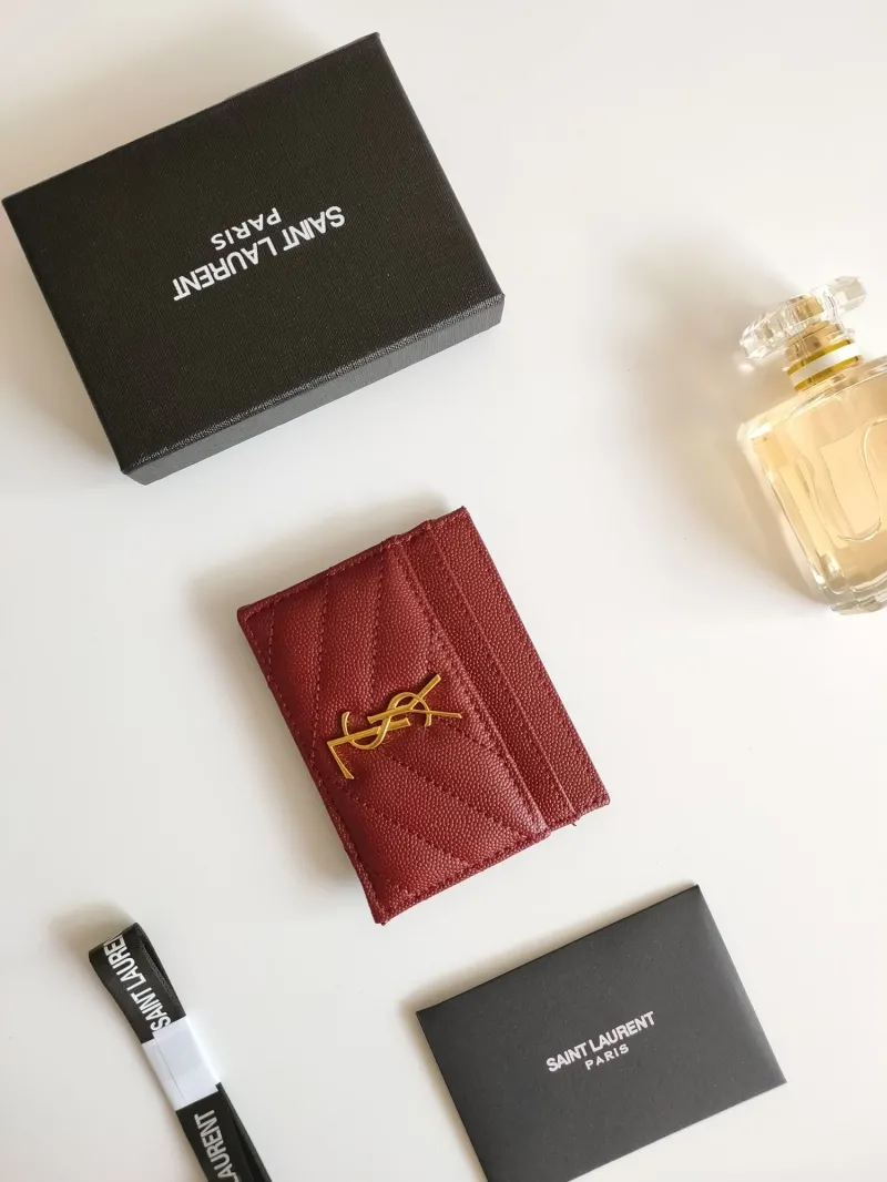 Alternative view of YSL Burgundy Leather Card Holder 214