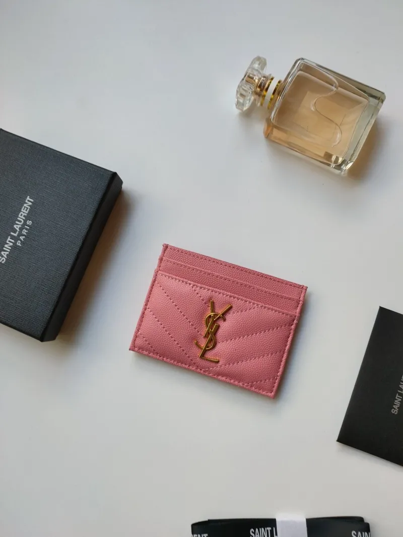 Alternative view of Saint Laurent Pink Grained Leather Card Holder
