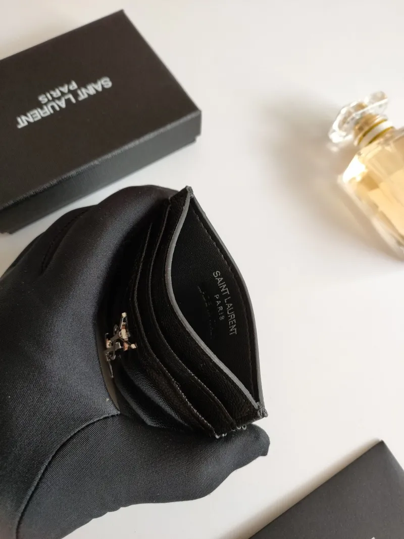 YSL Black Quilted Leather Card Holder - Image 5