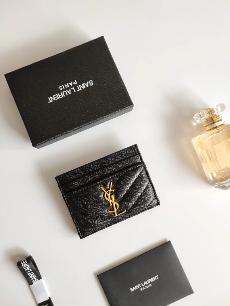 Saint Laurent Black Leather Card Holder